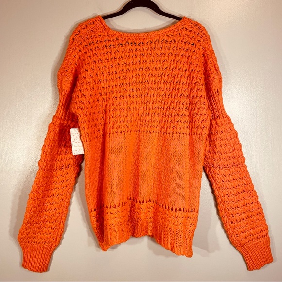 NWT Free People Crashing Waves Pullover Oversized Chunky Knit Boho Sweater Sz L - Picture 11 of 16